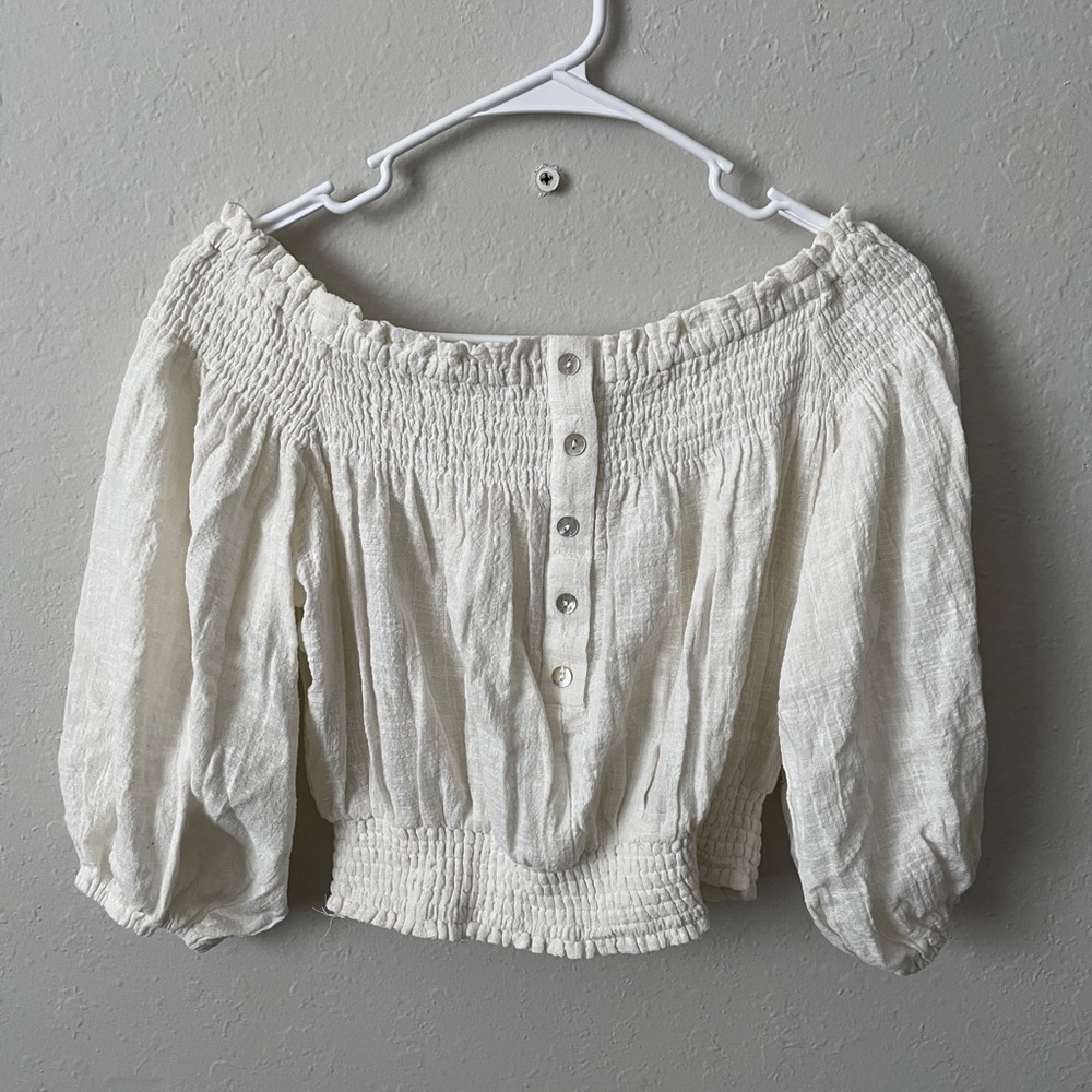 Cream off the shoulder crop top